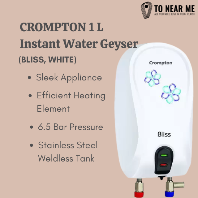 CROMPTON 1 L Instant Water Geyser (WGBliss Pack of 1, White)